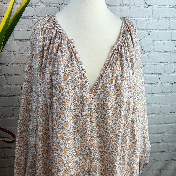 H&M Tiny Floral Print Cotton Shift Dress With Puff Sleeves & V-Neck, Siz… - Picture 4 of 9